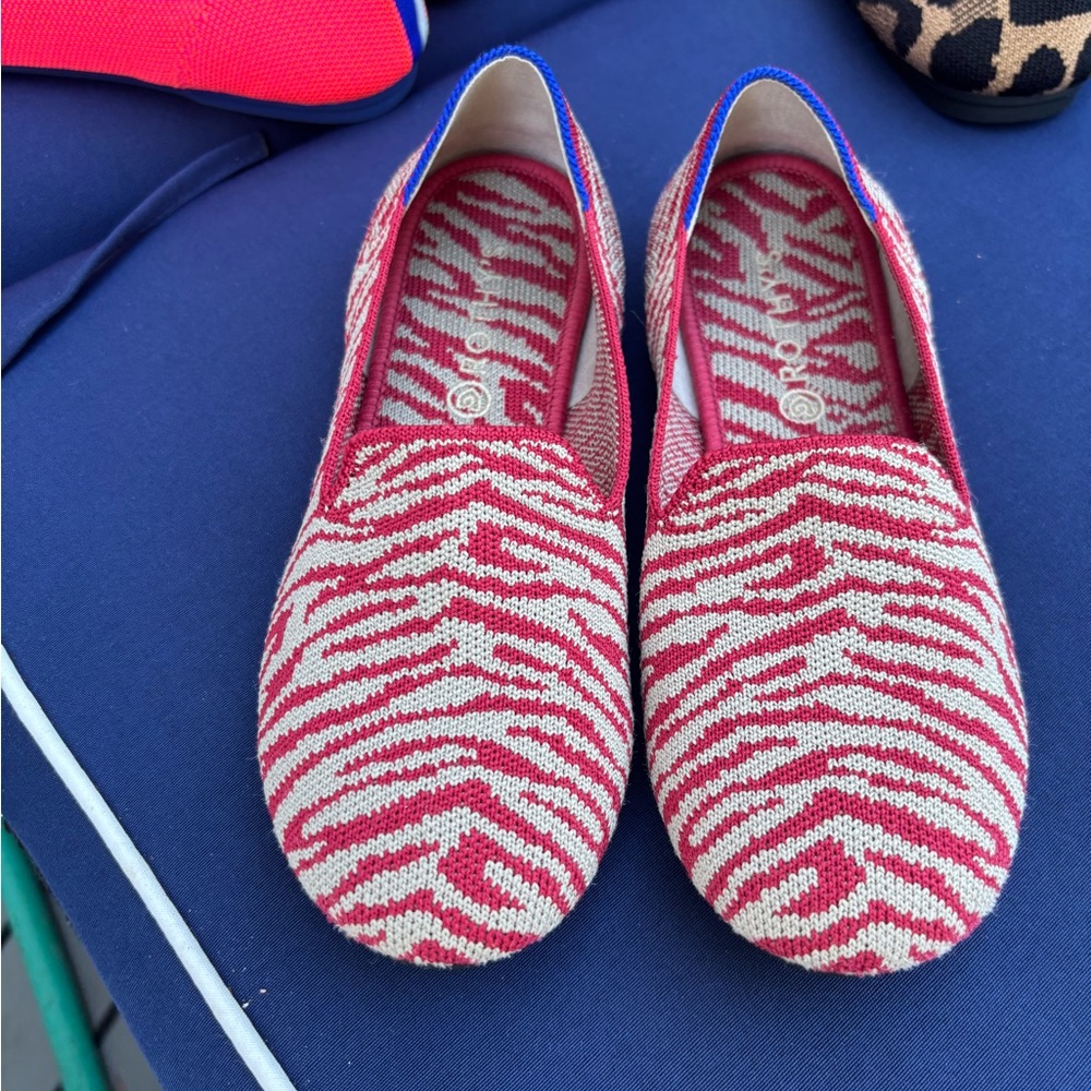 Rothy's Red and Cream Patterned Loafers